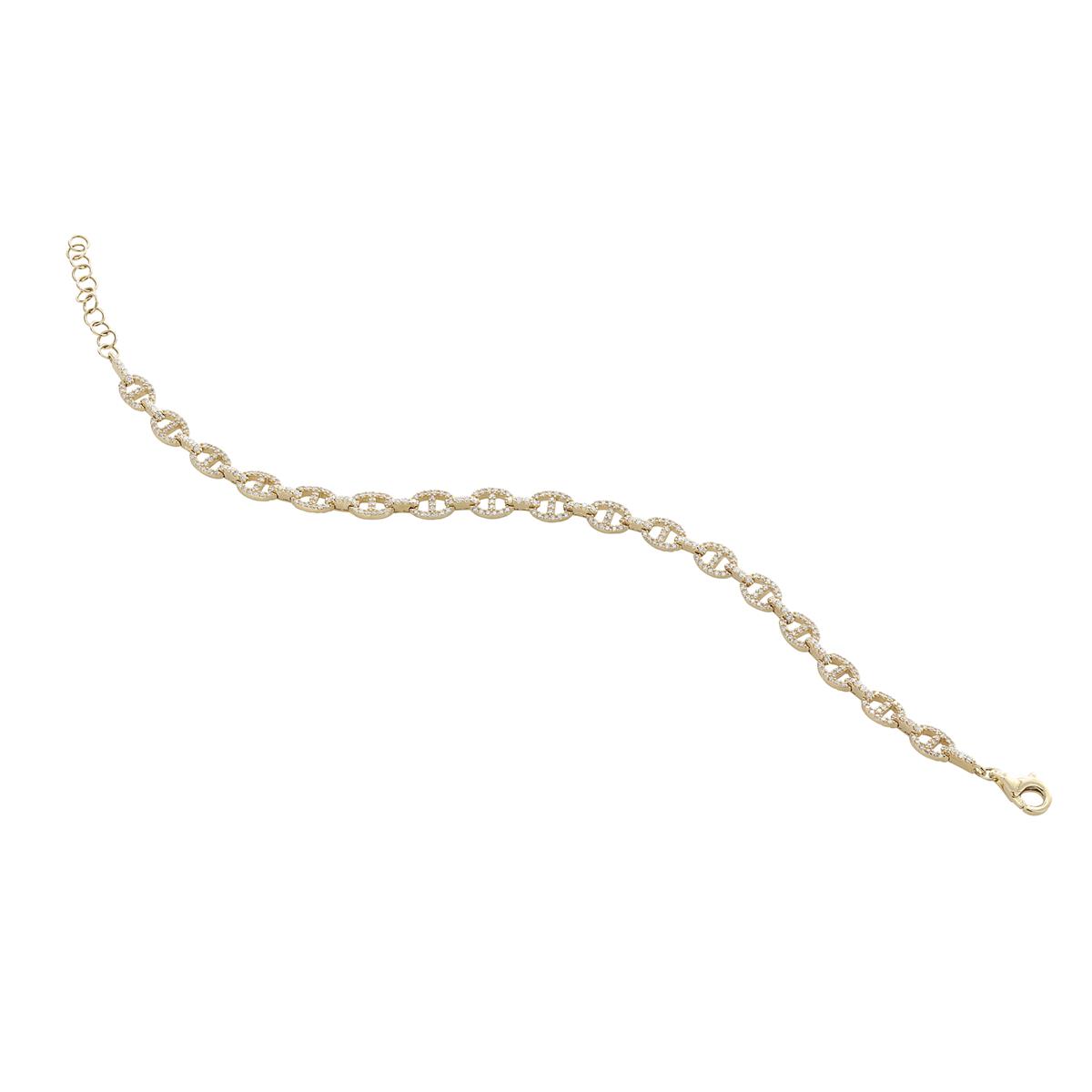London Collection 14k Yellow Gold Diamond Mariner Link Chain Bracelet