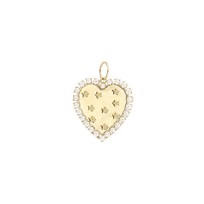 London Collection 14k Yellow Gold Pearl And Star Heart Charm