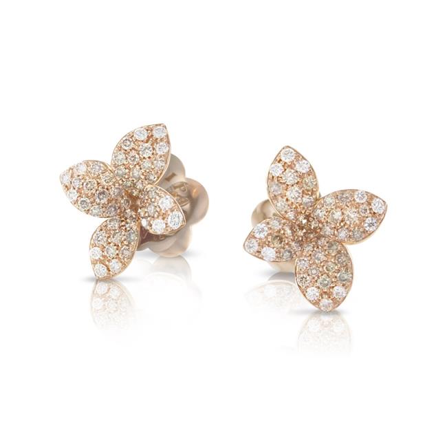 Pasquale Bruni Petit Garden 18k Rose Gold with Brown and White Diamond Earrings