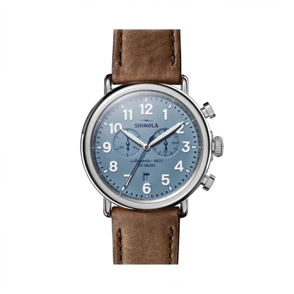Shinola Runwell 2 Eye Chrono 47mm British Tan Leather Strap