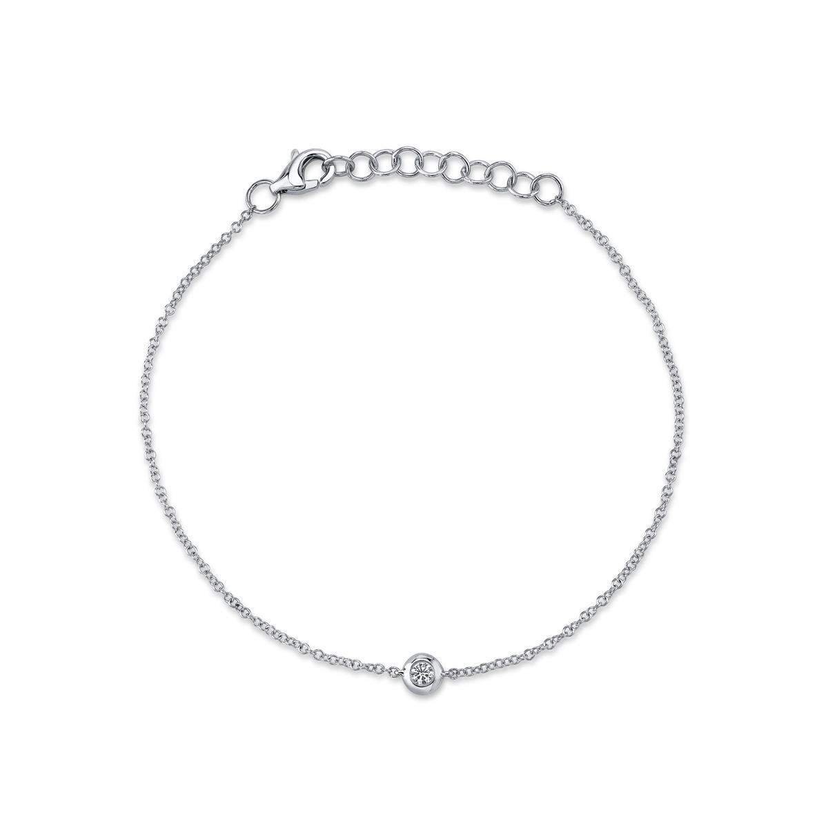 London Collection 14k Gold Single Bezel Set Diamond Chain Bracelet