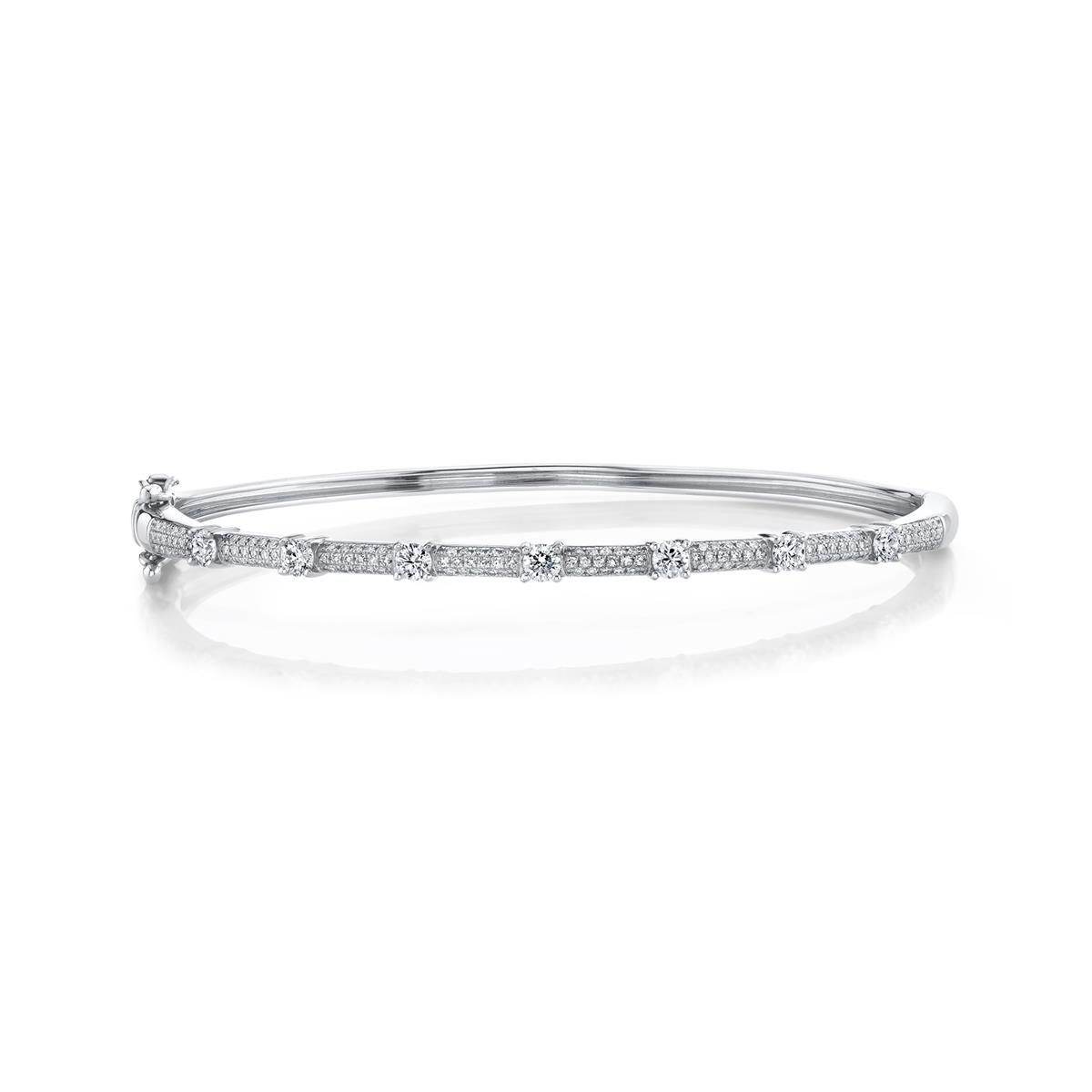 London Collection 14k Gold Diamond Station Bangle Bracelet