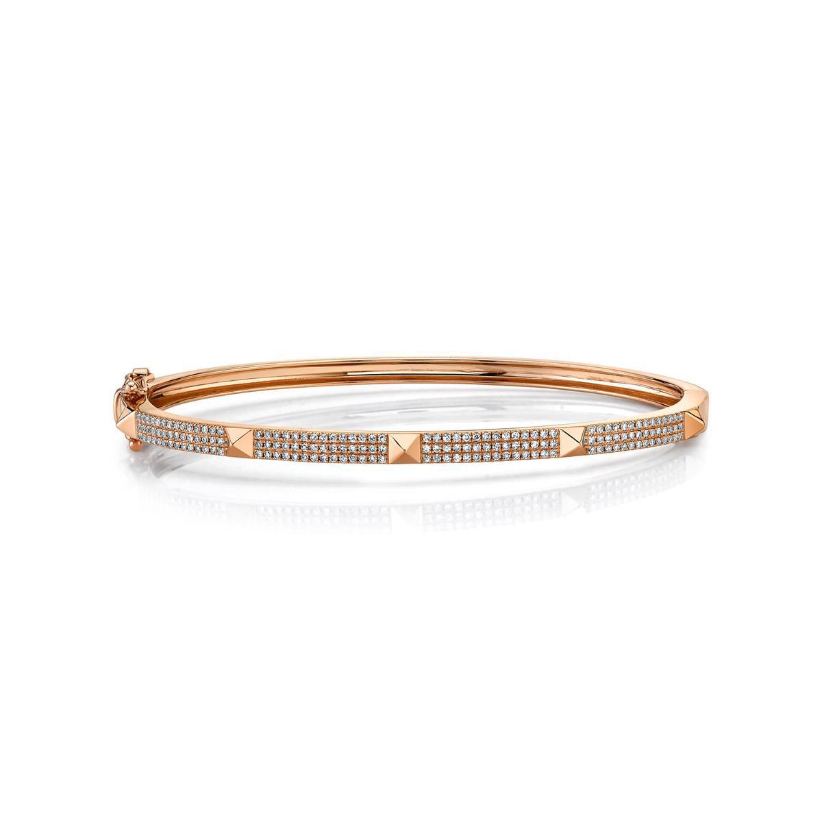 London Collection 14k Gold Diamond Stud Bangle Bracelet