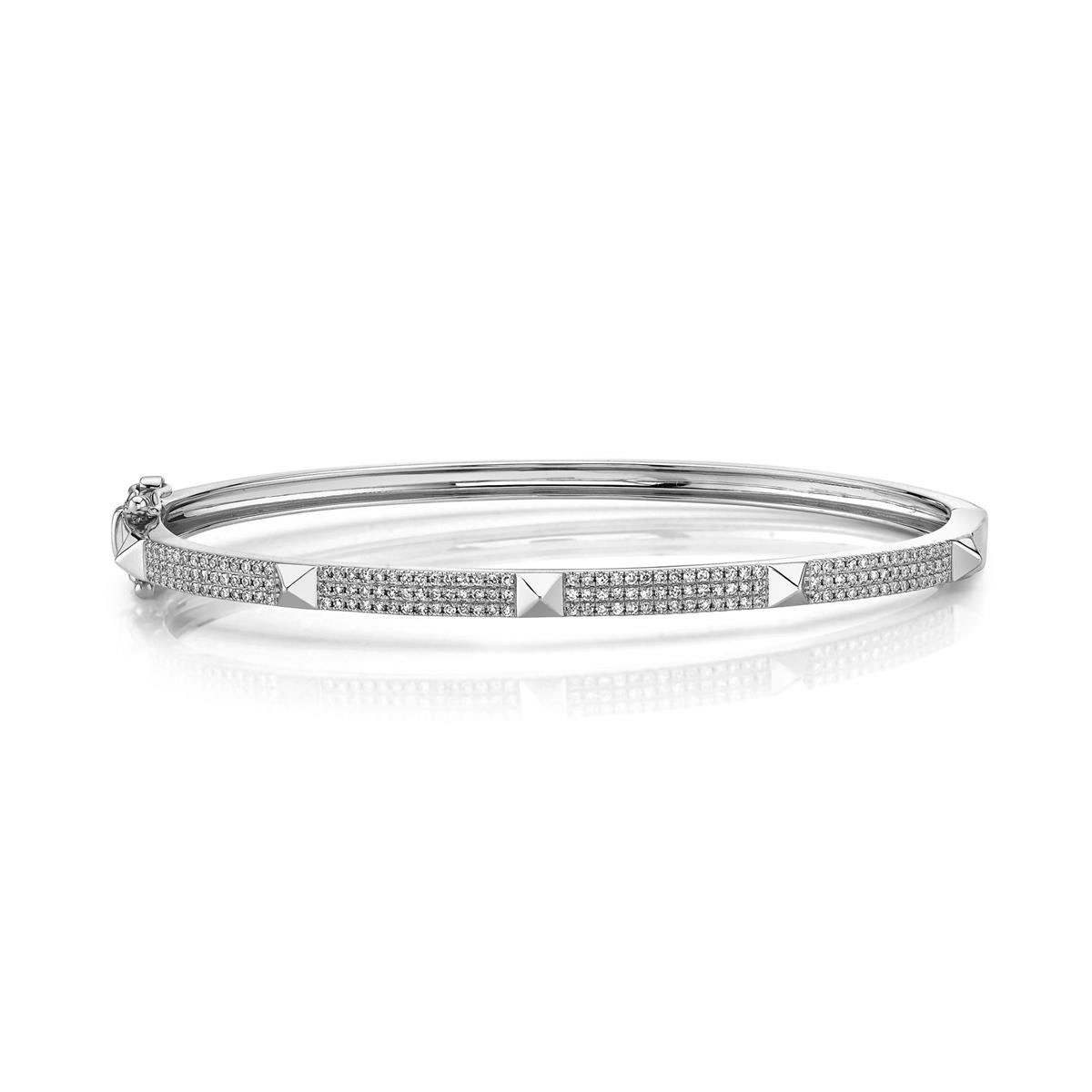 London Collection 14k Gold Diamond Stud Bangle Bracelet
