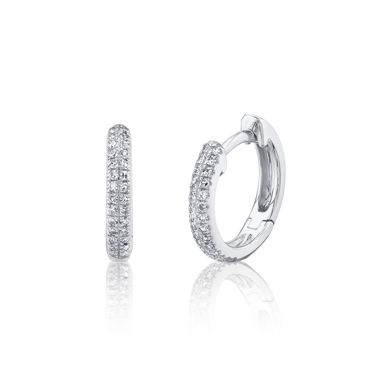 London Collection 14k Gold Pave Diamond Huggie Hoops