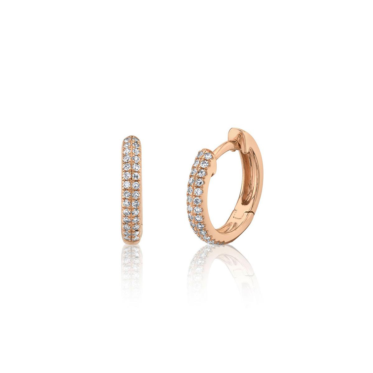 London Collection 14k Gold Pave Diamond Huggie Hoops
