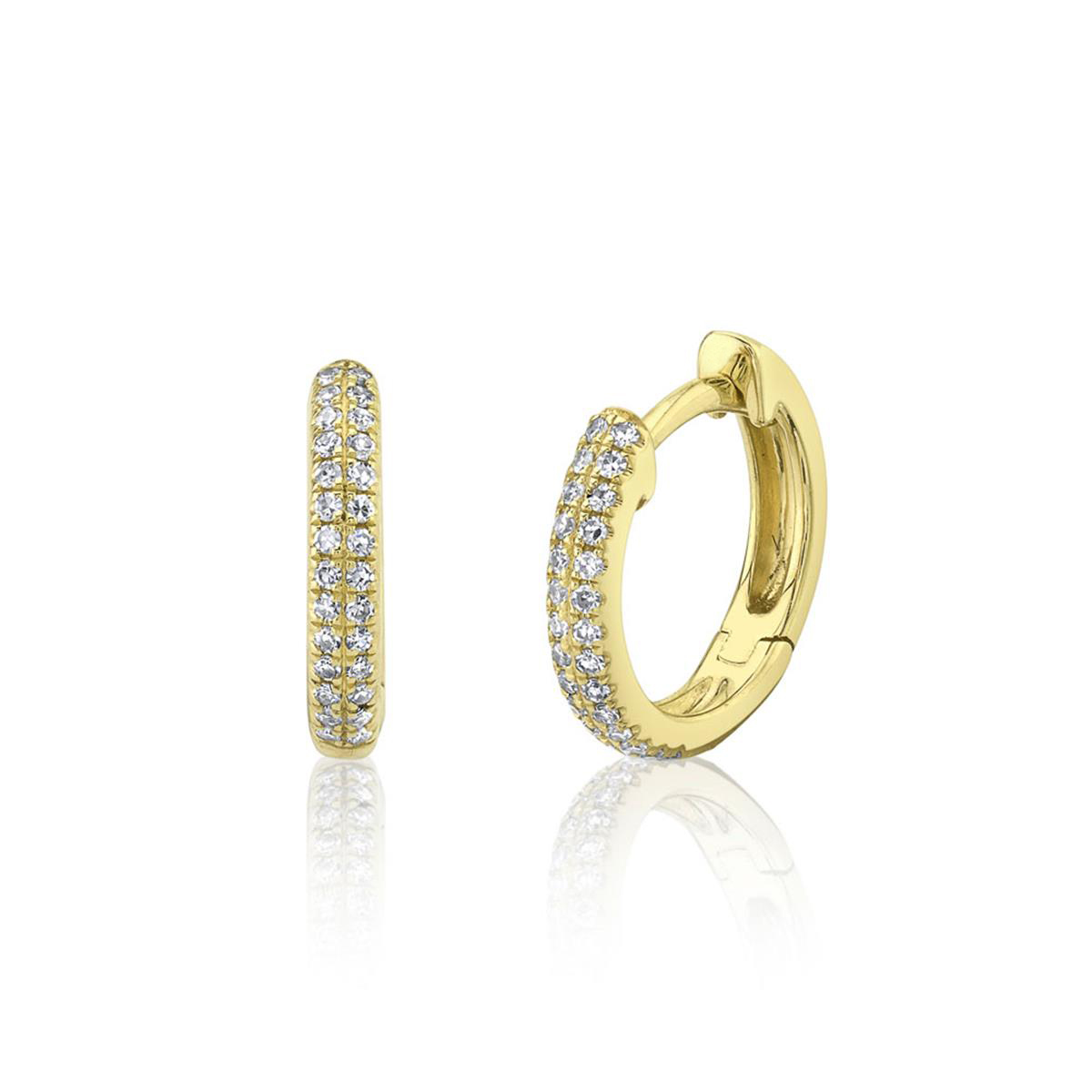 London Collection 14k Gold Pave Diamond Huggie Hoops