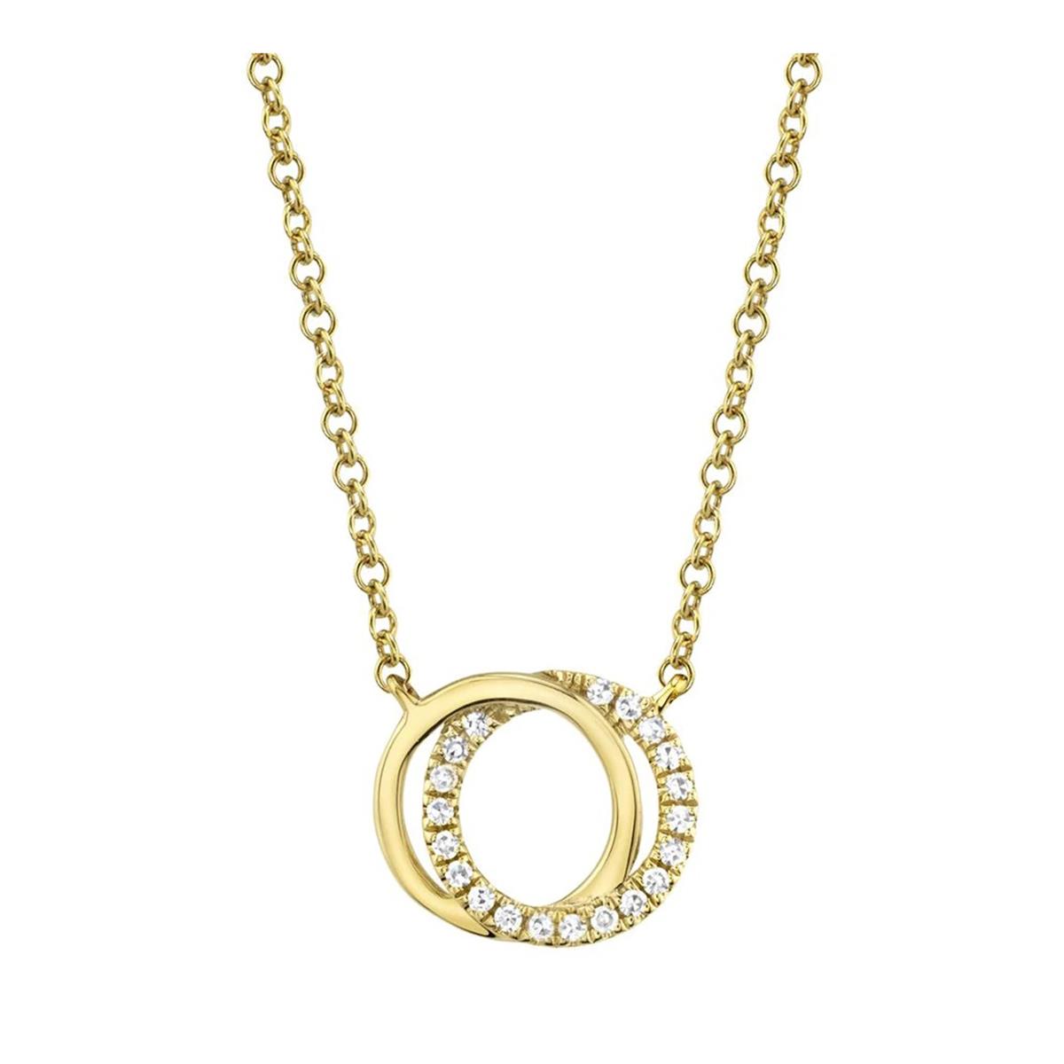 London Collection 14k Yellow Gold Pave Diamond Love Knot Pendant Necklace