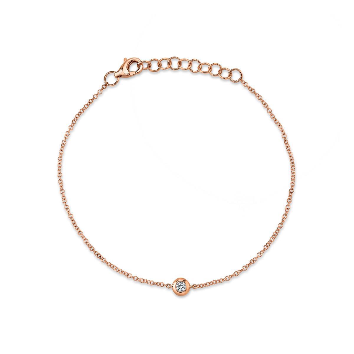 London Collection 14k Gold Single Bezel Set Diamond Chain Bracelet