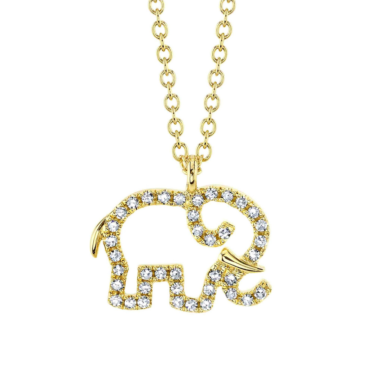 London Collection Yellow Gold Diamond Elephant Pendant Necklace