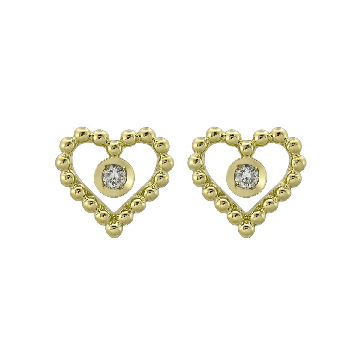 London Collection 18k Gold Beaded Heart Stud Earrings