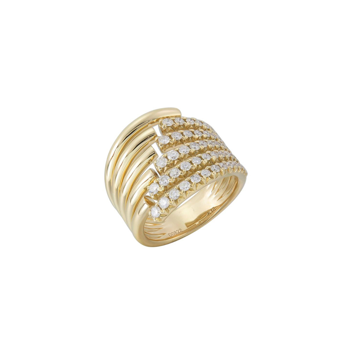 London Collection 18k Yellow Gold and Diamond Multirow Wrap Ring