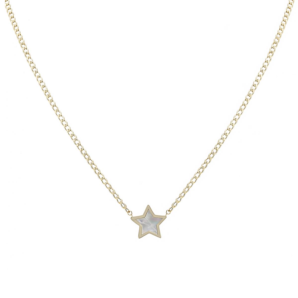 London Collection 14k Yellow Gold Mother of Pearl Star Pendant Necklace