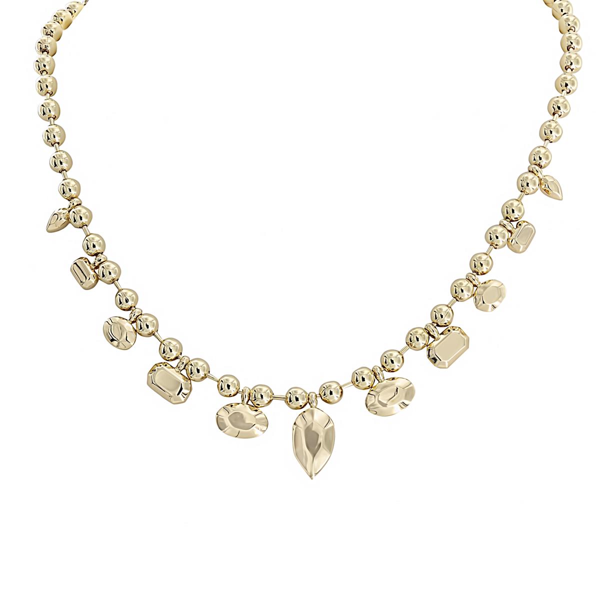 London Collection 14k Yellow Gold Mixed Shape Bead Necklace