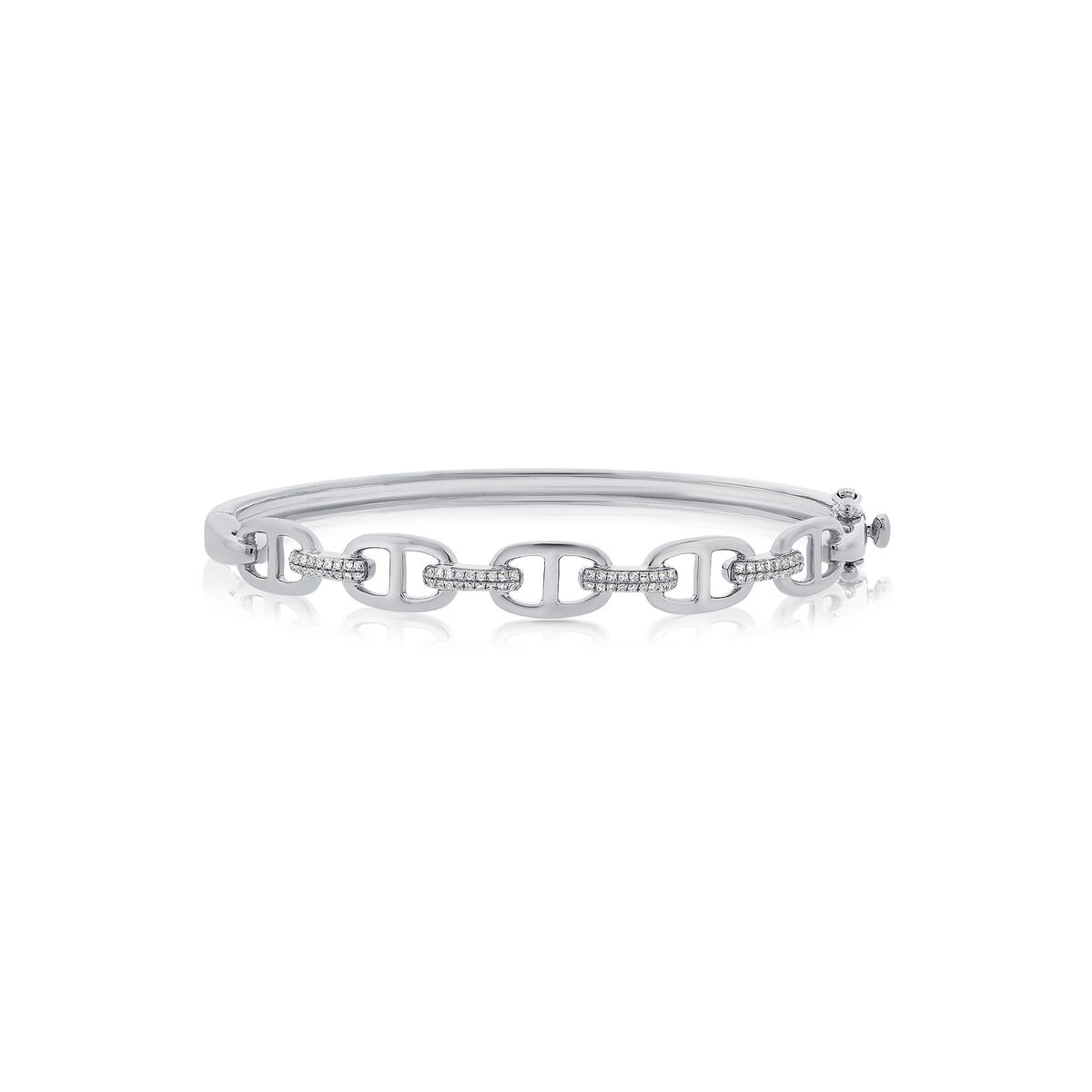 London Collection 14k Gold Diamond Mariner Link Bracelet