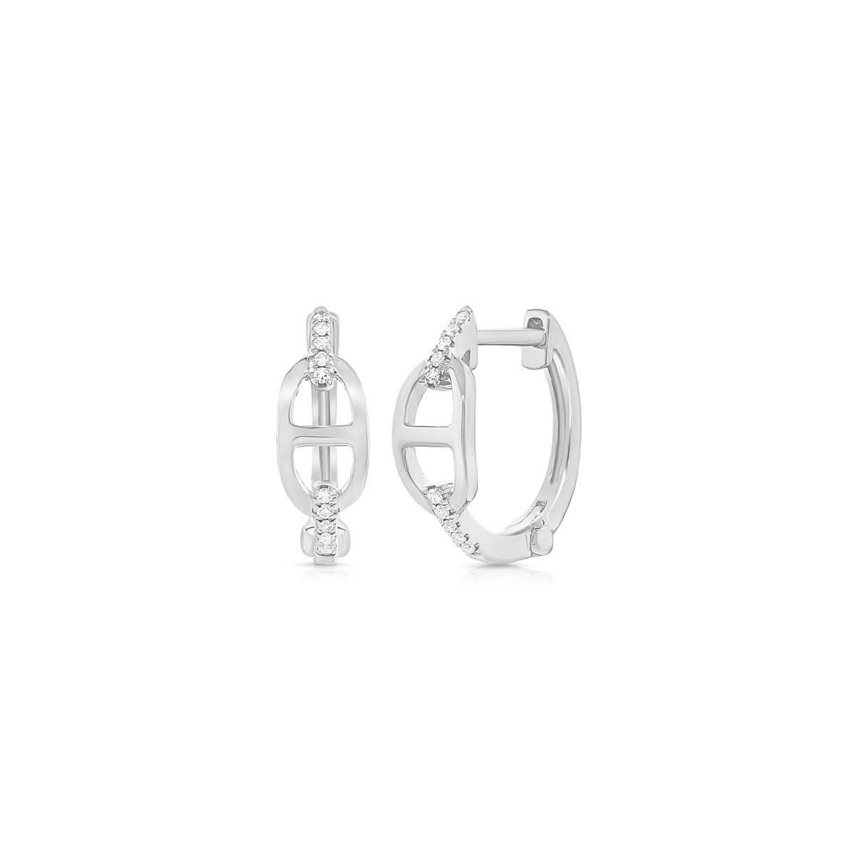 London Collection 14k Gold Large Mariner Link Diamond Earrings