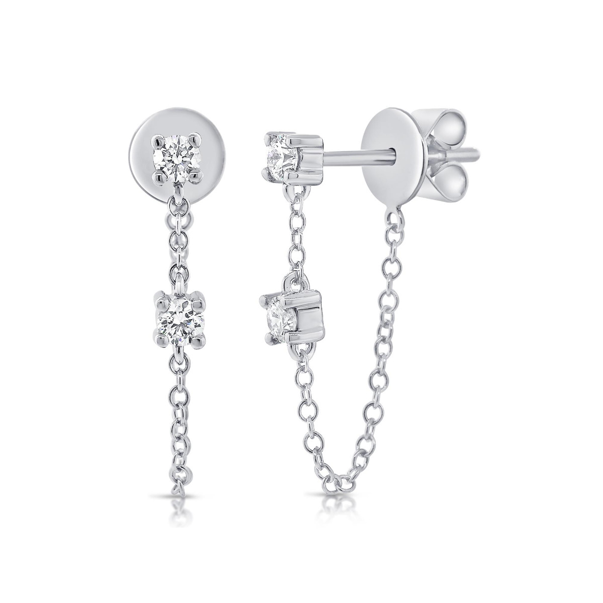 London Collection Double Diamond Chain Earrings