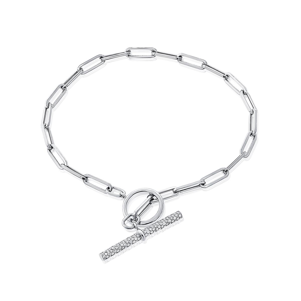 London Collection 14k Gold Pave Diamond Toggle Link Bracelet