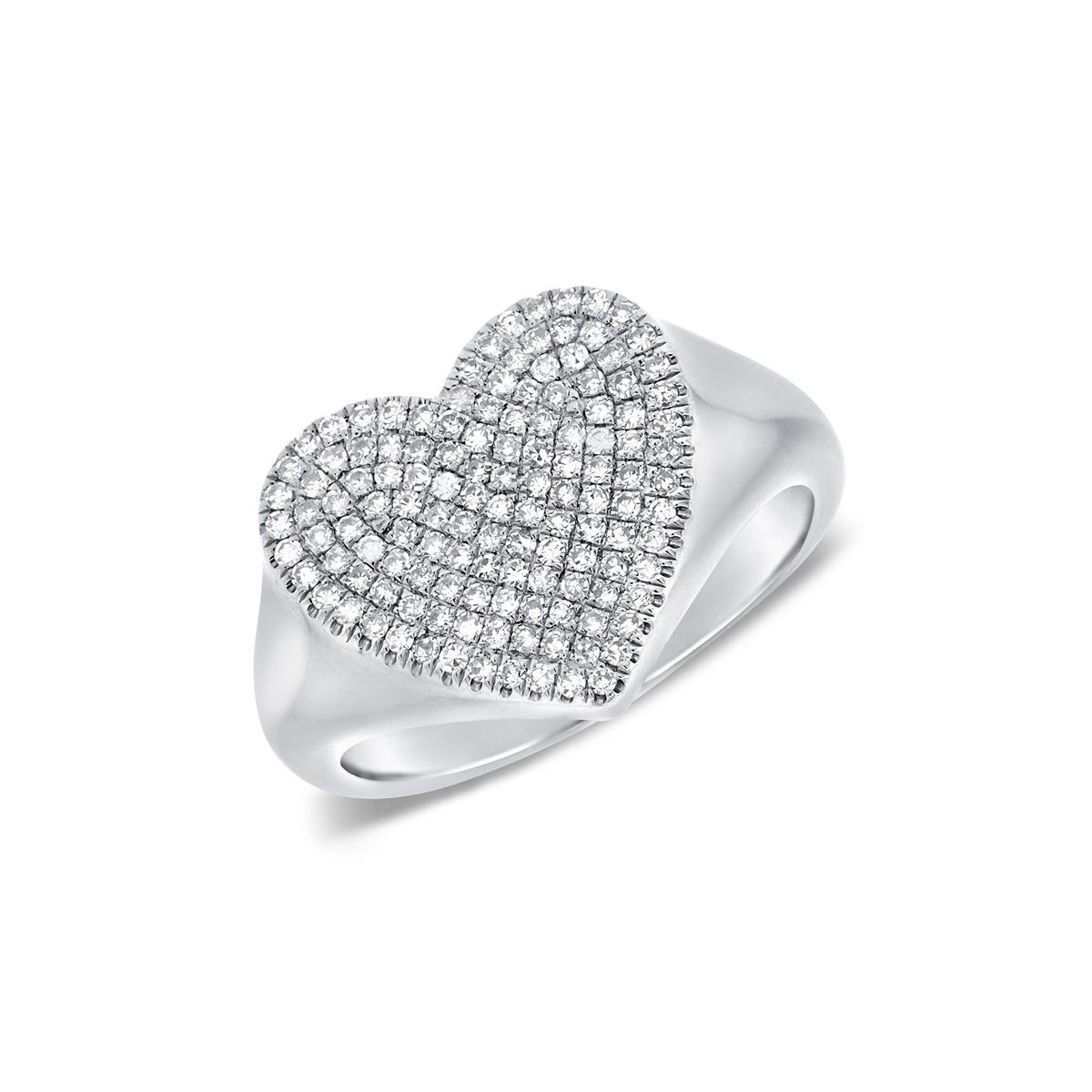 London Collection 14k White Gold Pave Diamond Heart Ring 0.43cts