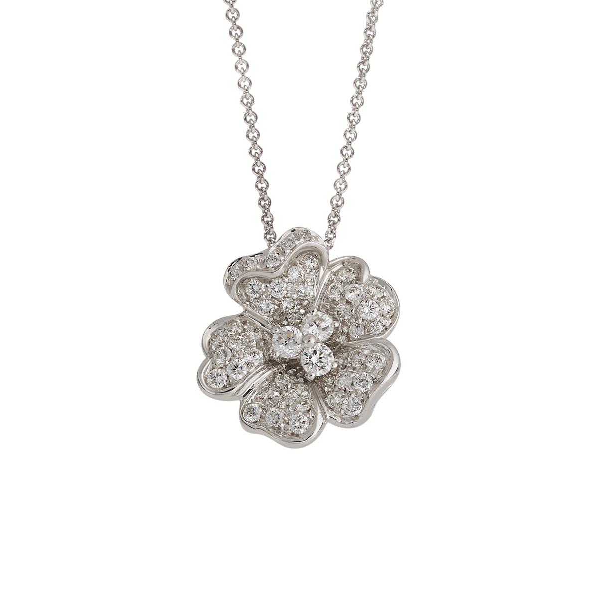 Leo Pizzo 18k Gold Pave Diamond Flower Pendant Necklace