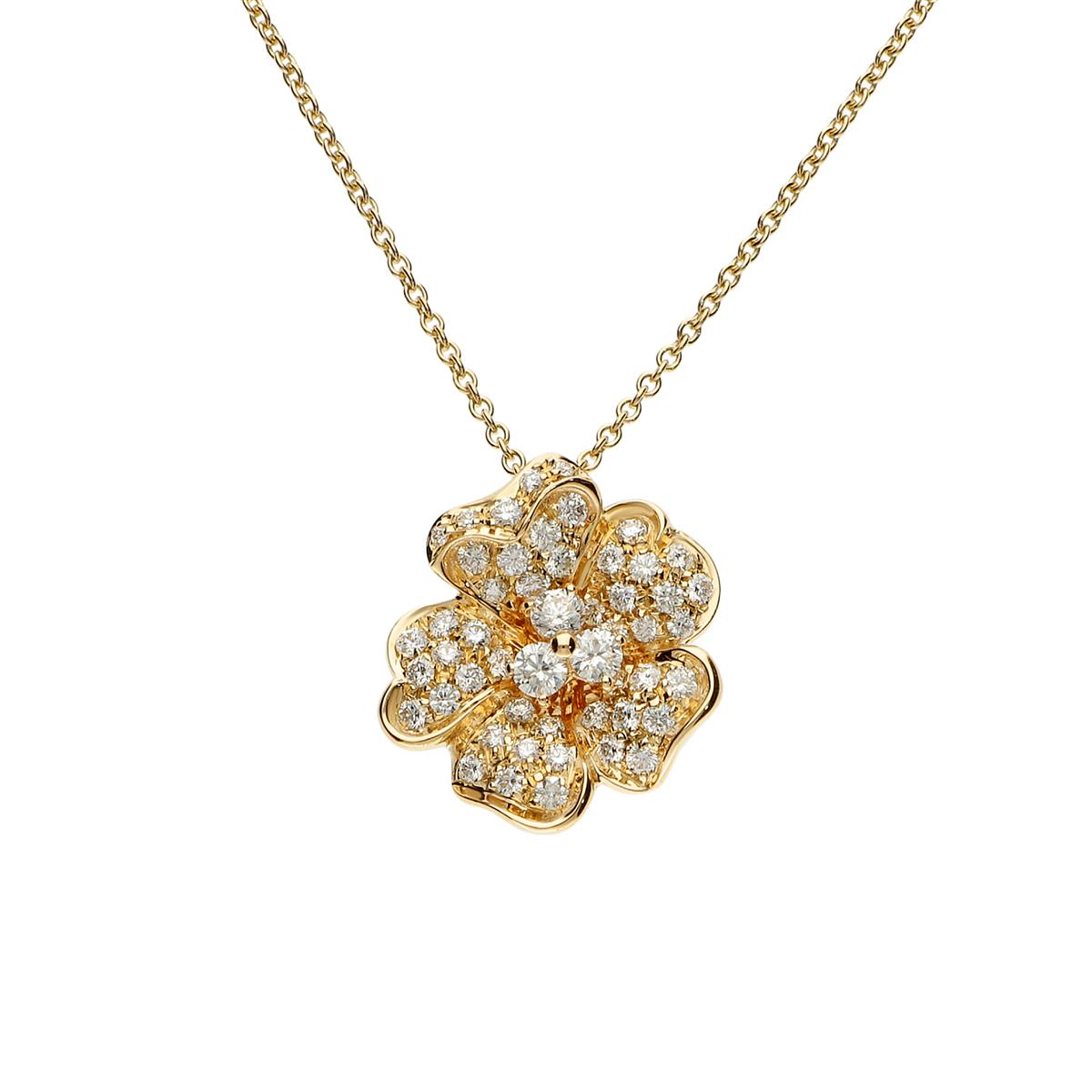 Leo Pizzo 18k Gold Pave Diamond Flower Pendant Necklace