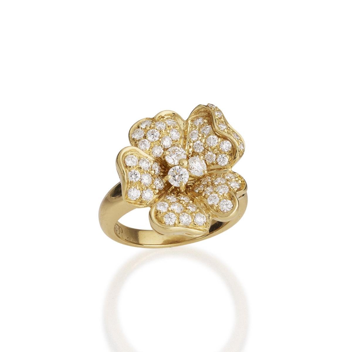 Leo Pizzo Yellow Gold and Diamond Flower Ring