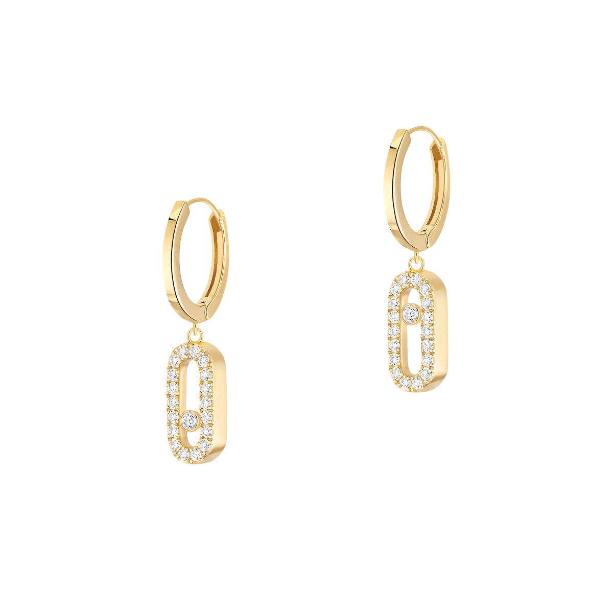 Messika Move Uno 18k Gold Diamond Hoop Earrings