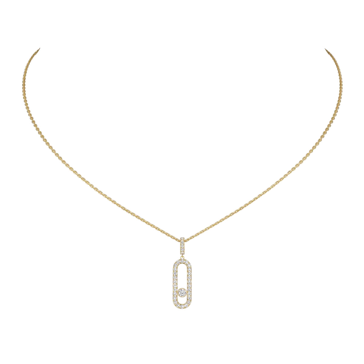 Messika Move Uno 18k Gold Pave Diamond Pendant Necklace