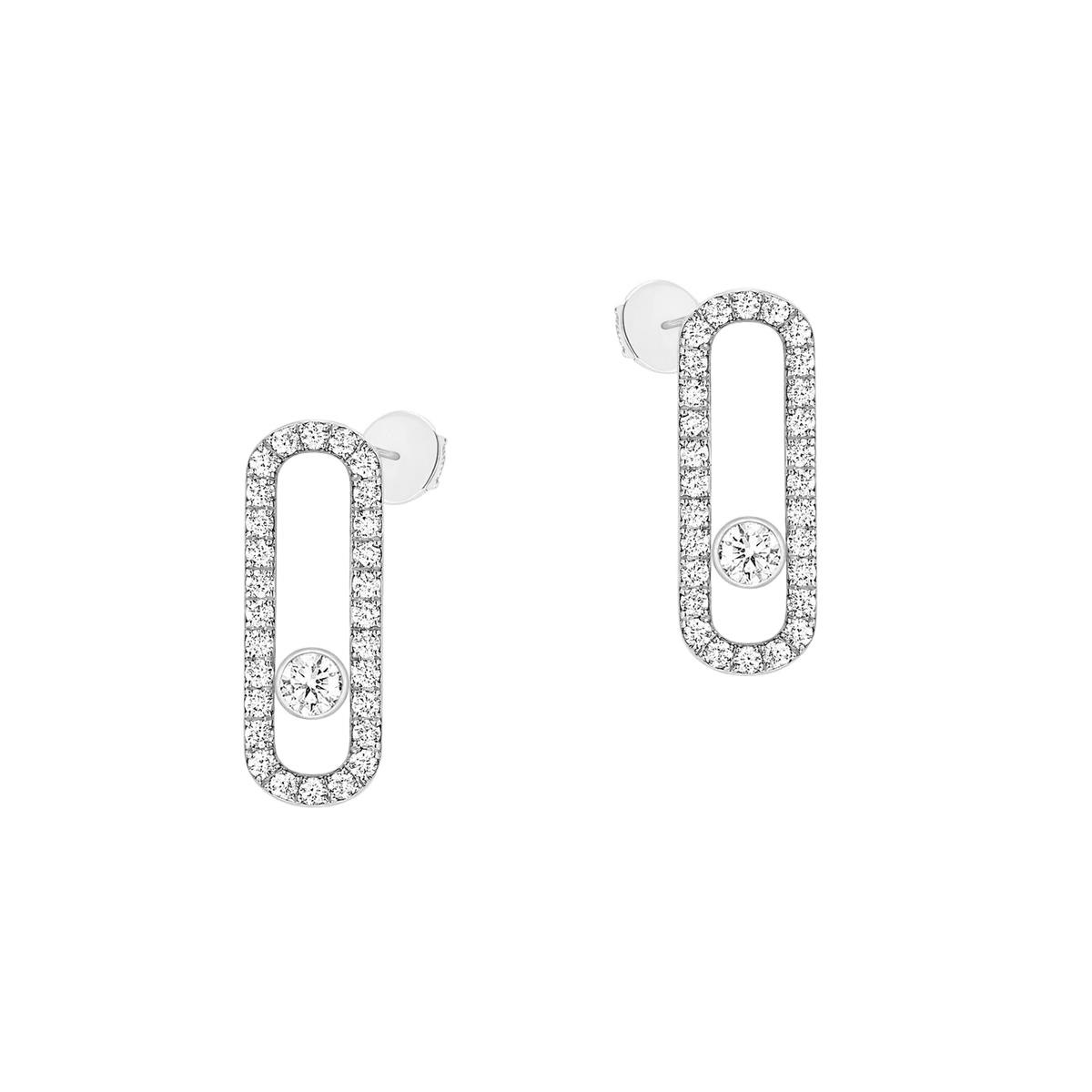Messika Move Uno 18k Gold Pave Diamond Earrings