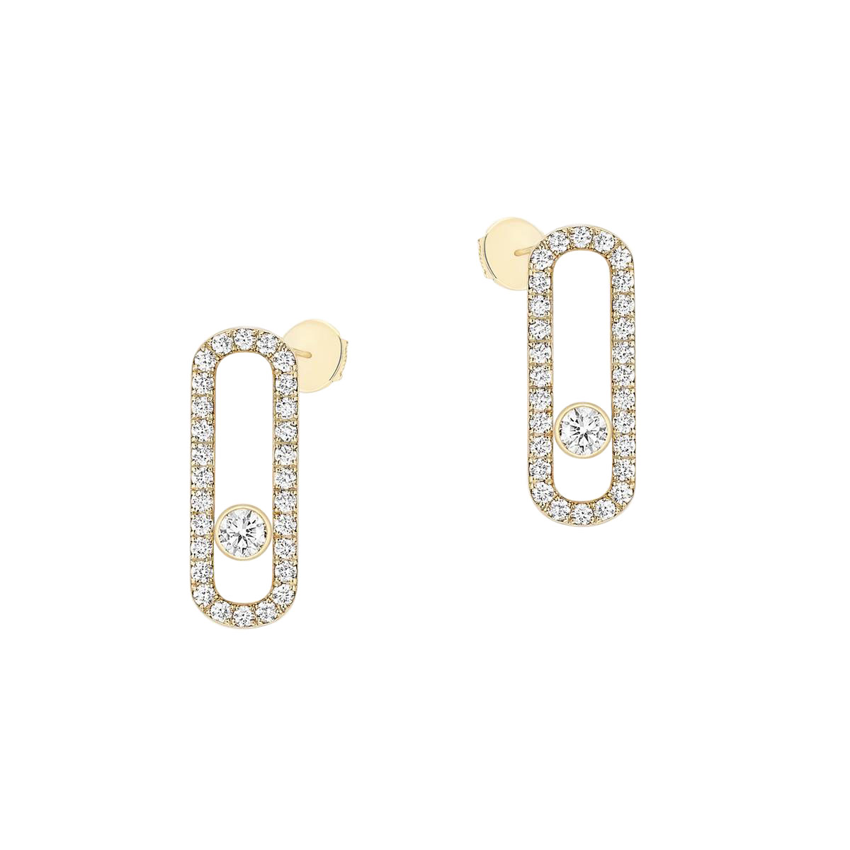 Messika Move Uno 18k Gold Pave Diamond Earrings