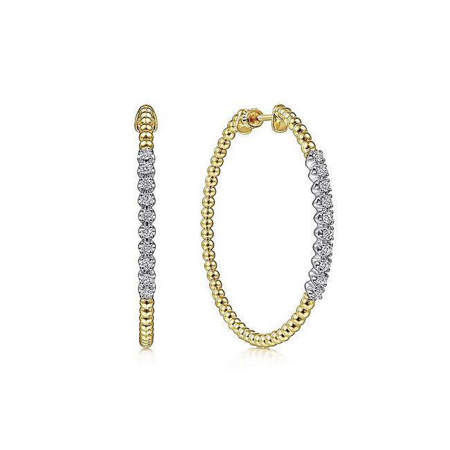 Gabriel & Co Bujukan 14k Yellow Gold Diamond Hoop Earrings