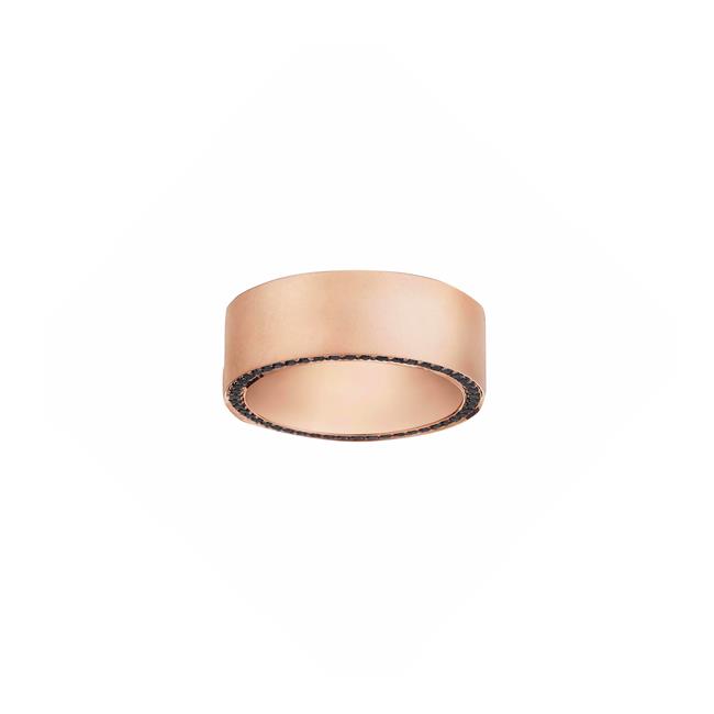 Henri Daussi 14k Rose Gold Black Diamond Matte Band