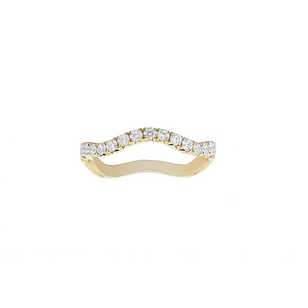 Henri Daussi Yellow Gold Pave Diamond Half Band