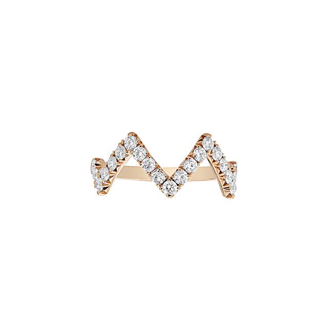 Henri Daussi 14k Rose Gold Pave Diamond Heart Beat Band