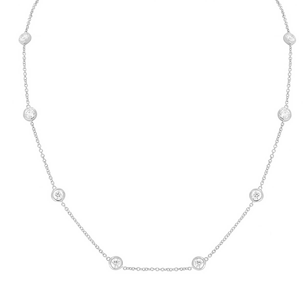 London Collection White Gold Diamond By The Yard Necklace 18"