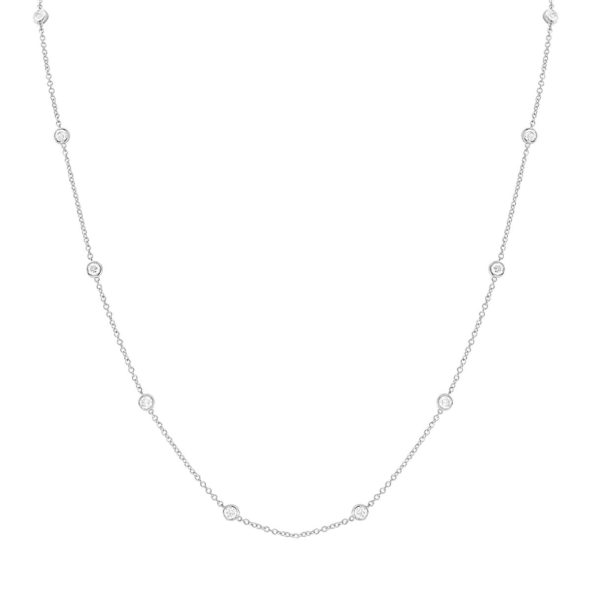 London Collection White Gold Diamond By The Yard Necklace 36"