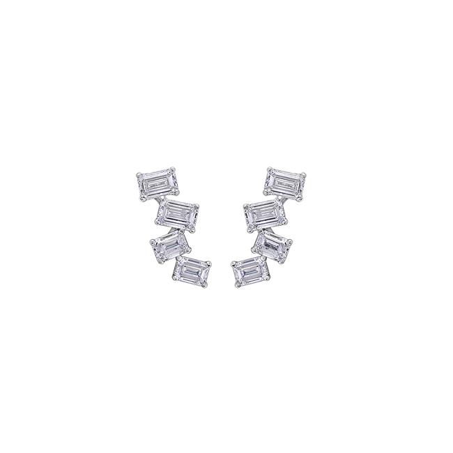 London Collection 18k Gold Emerald Cut Diamond Earrings