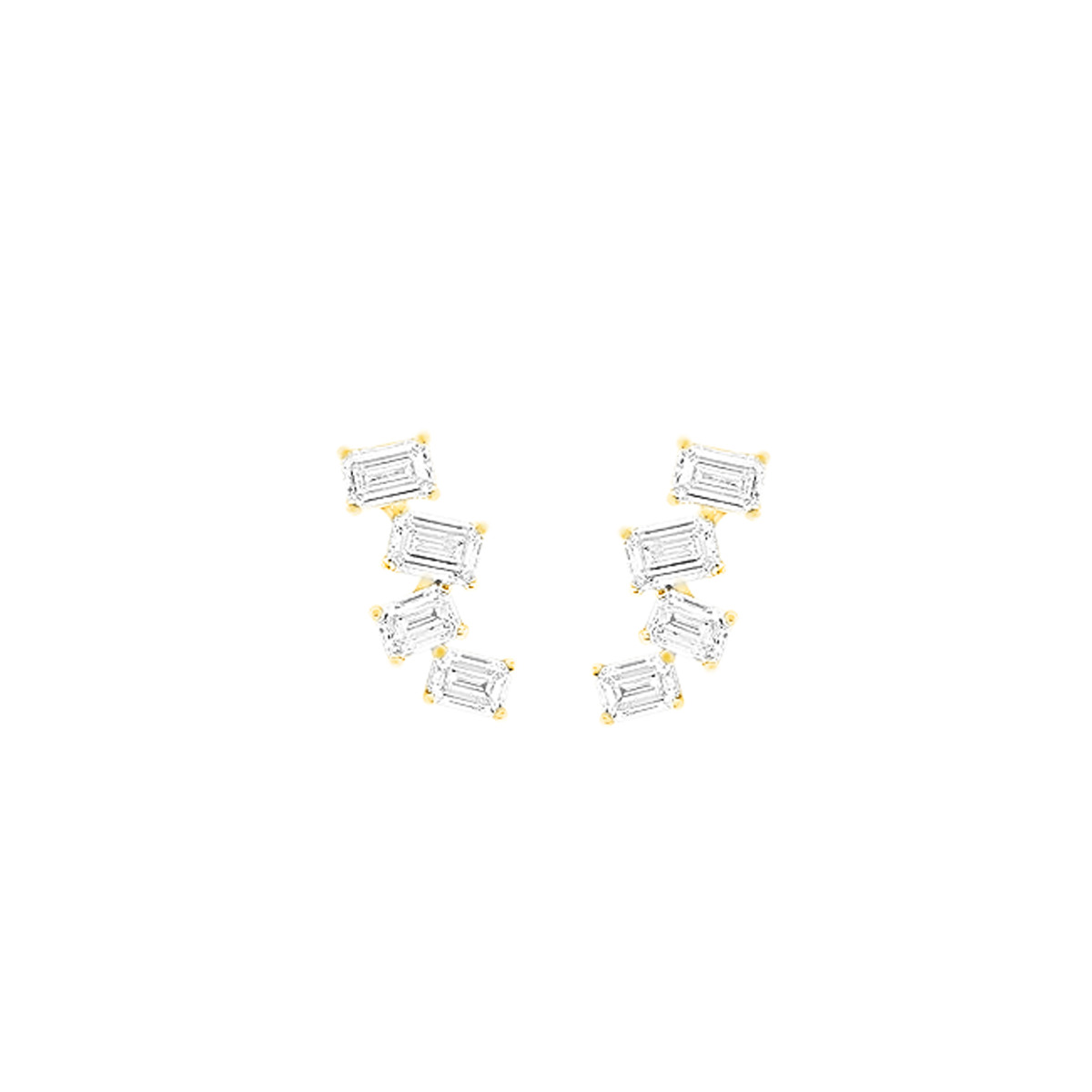 London Collection 18k Gold Emerald Cut Diamond Earrings