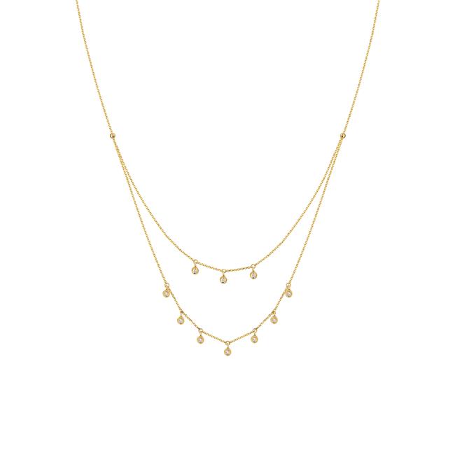 London Collection 14k Yellow Gold Diamond Double Chain Necklace