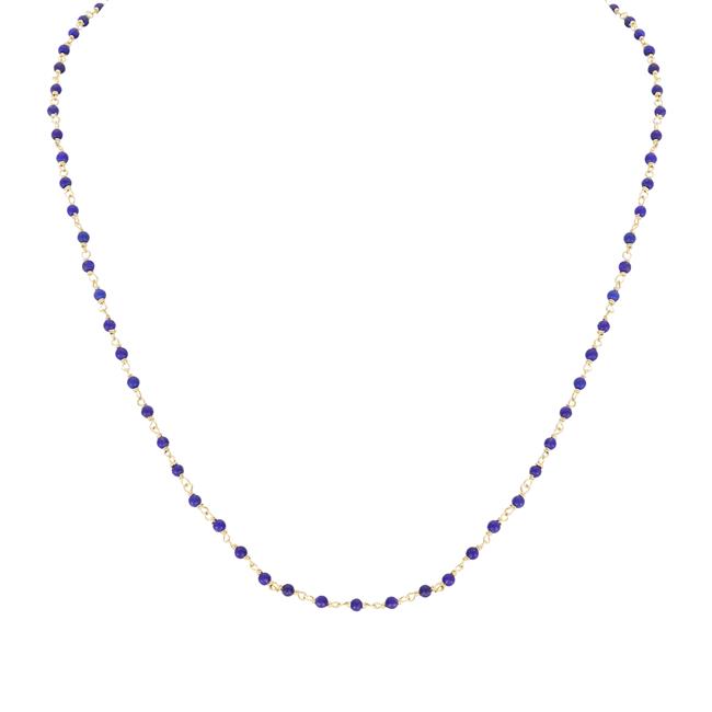London Collection 14k Yellow Gold Lapis Beaded Necklace