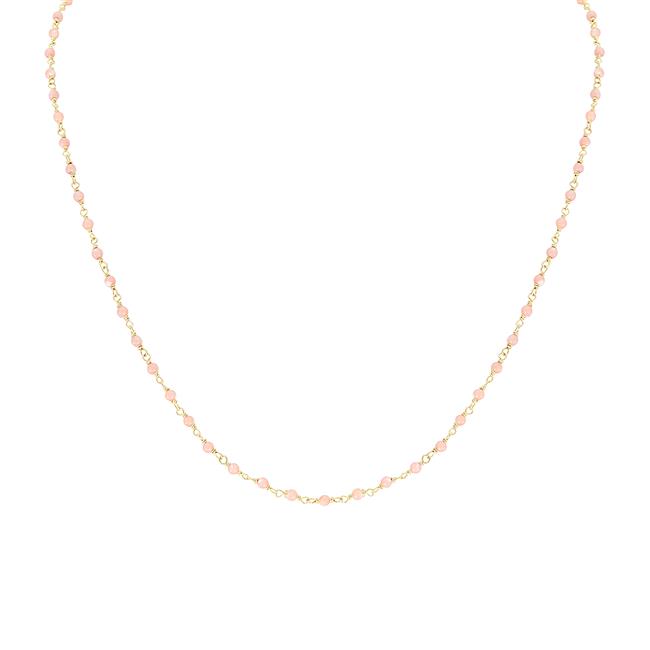 London Collection 14k Yellow Gold Pink Beaded Necklace