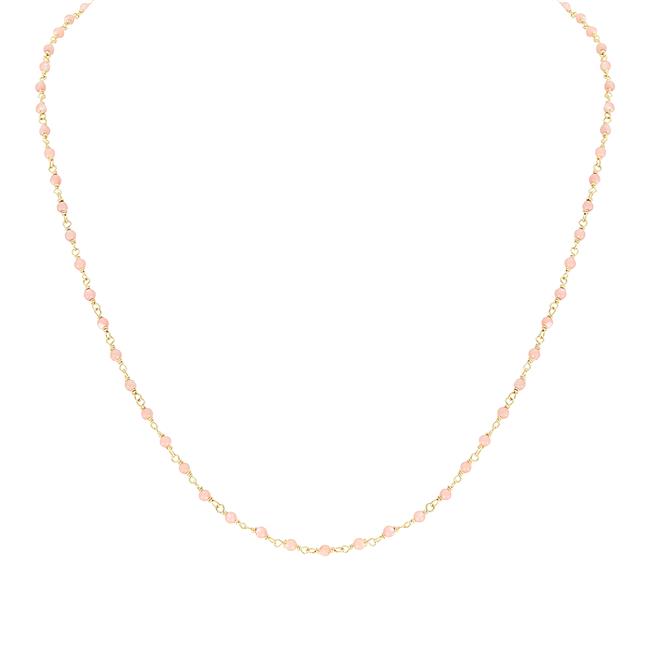 London Collection 14k Yellow Gold Pink Beaded Necklace