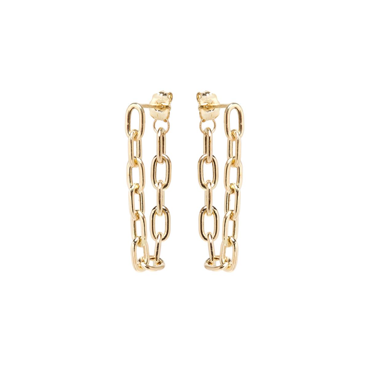 Zoe Chicco 14k Yellow Gold Medium Square Oval Link Soft Hoop Earrings