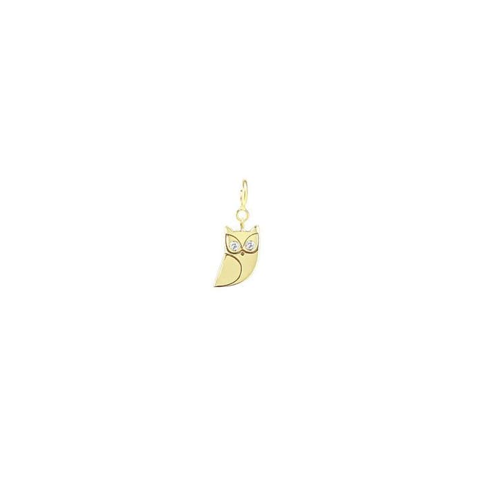 Zoe Chicco Midi Bitty 14k Yellow Gold And Diamond Owl Charm