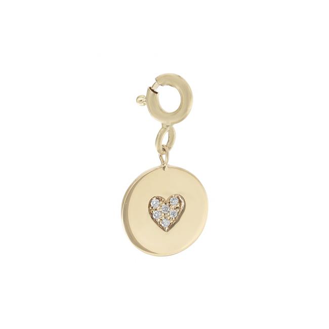 Zoe Chicco 14k Yellow Gold Diamond Heart Disc Charm