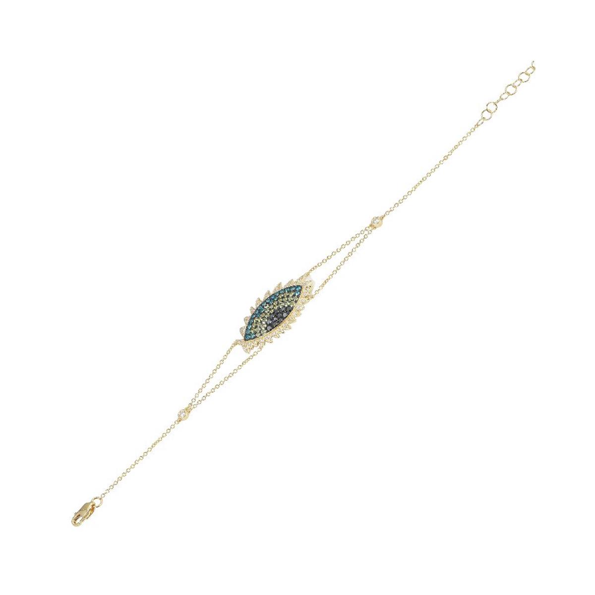 London Collection 14k Yellow Gold Diamond Evil Eye Lash Bracelet