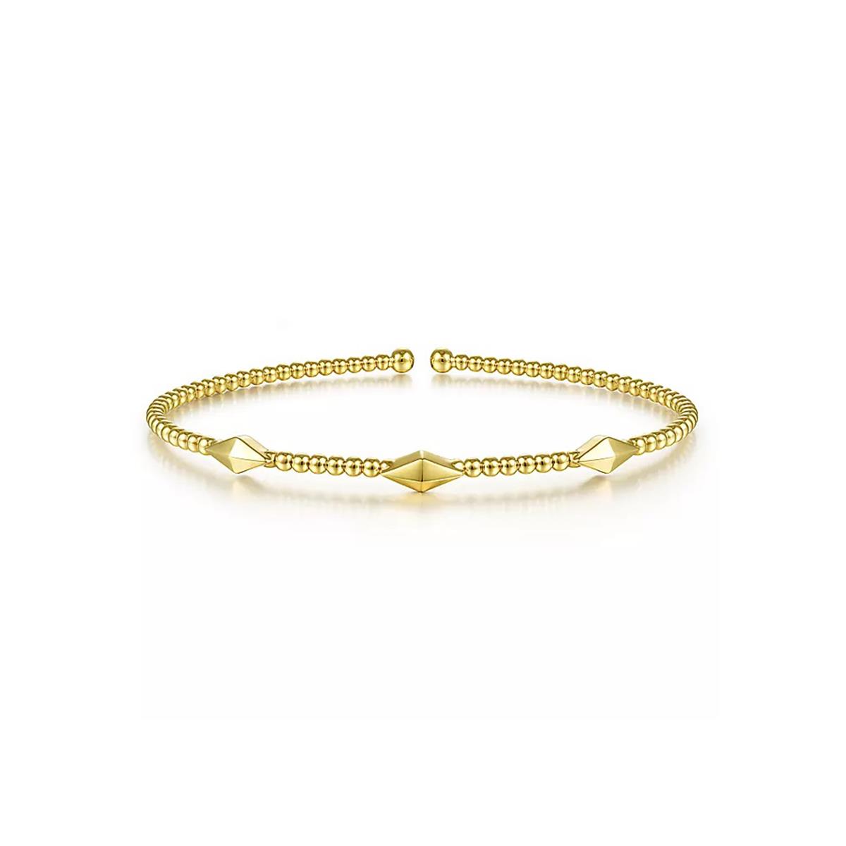 Gabriel & Co 14k Yellow Gold Pyramid Station Cuff Bracelet
