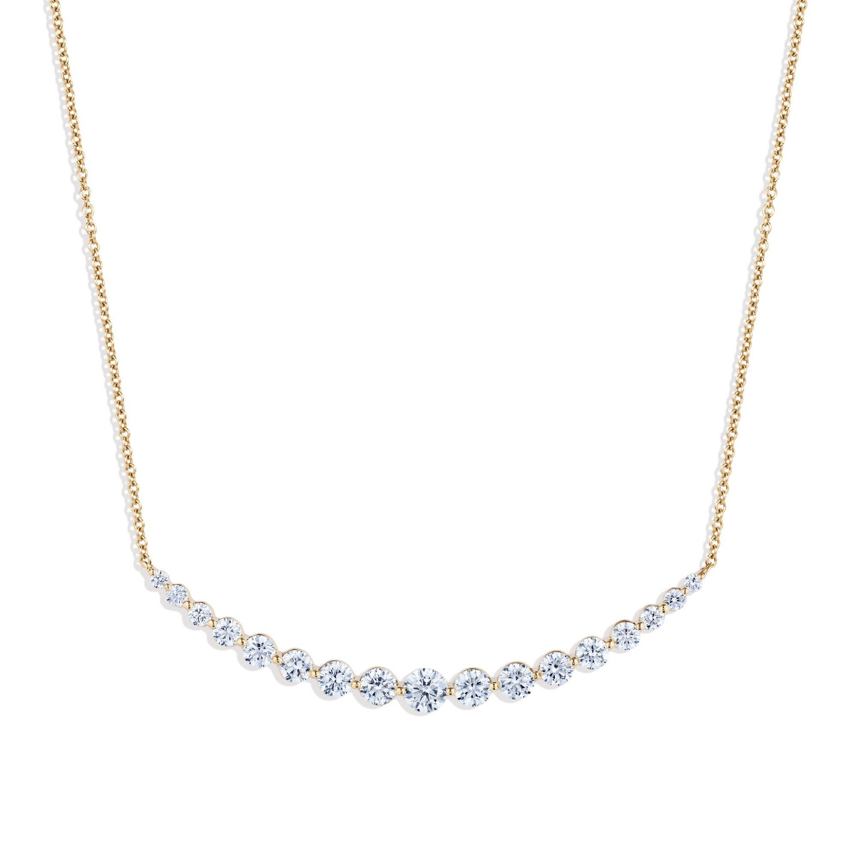 London Collection Yellow Gold Single Prong Diamond Necklace