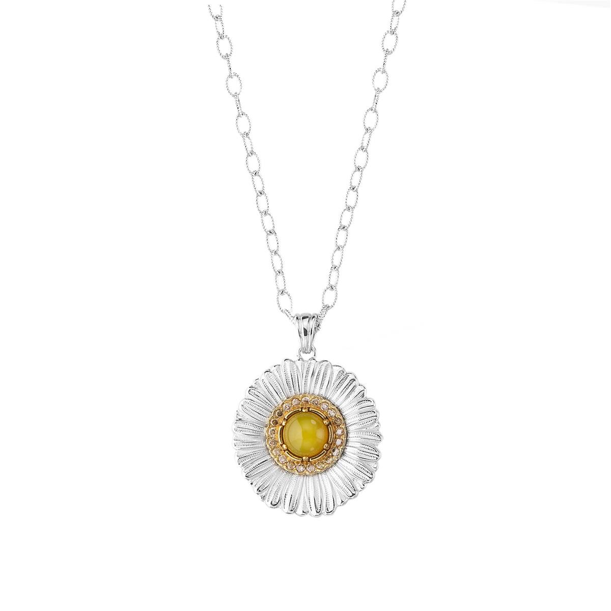 Buccellati Blossoms Sterling Silver Gemstone Daisy Pendant Necklace