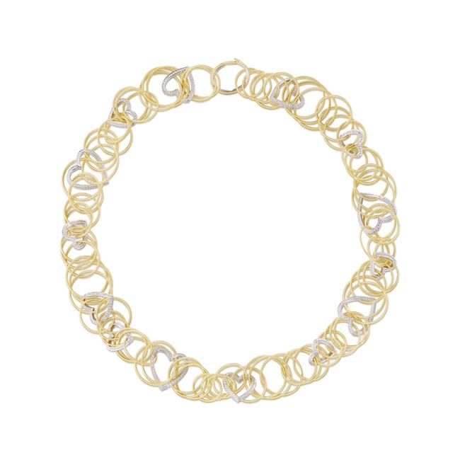 Buccellati Hawaii 18k Two Tone Diamond Heart Shaped Ring Necklace